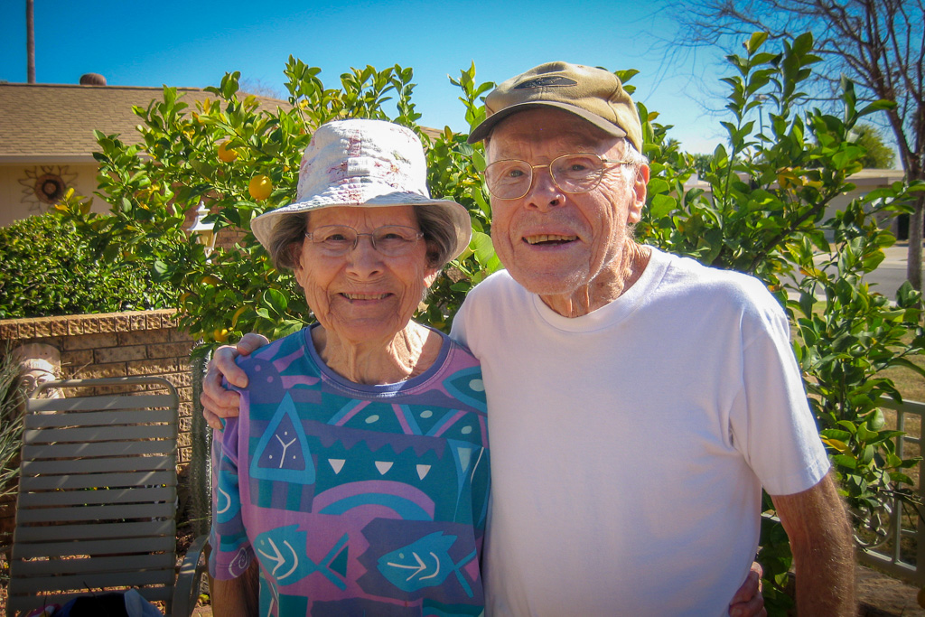 2015 — Mom and Dad on their Sun City patio