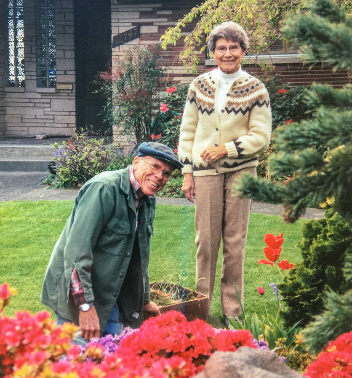 Dad and Mom enjoying their garden