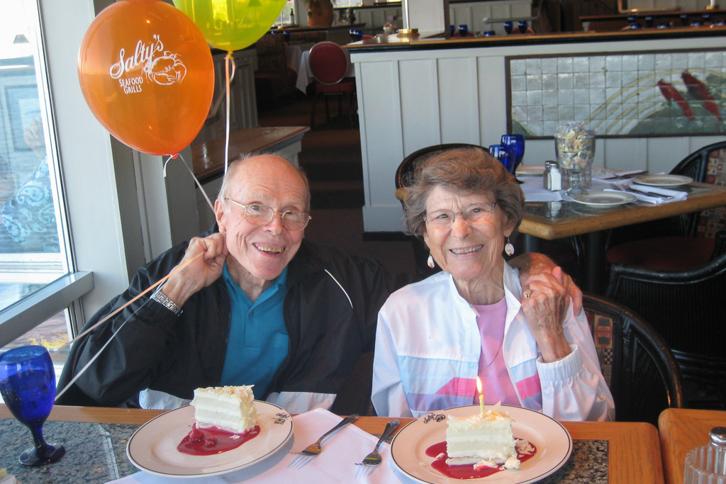 2011 — Dad and Mom at Salty's!