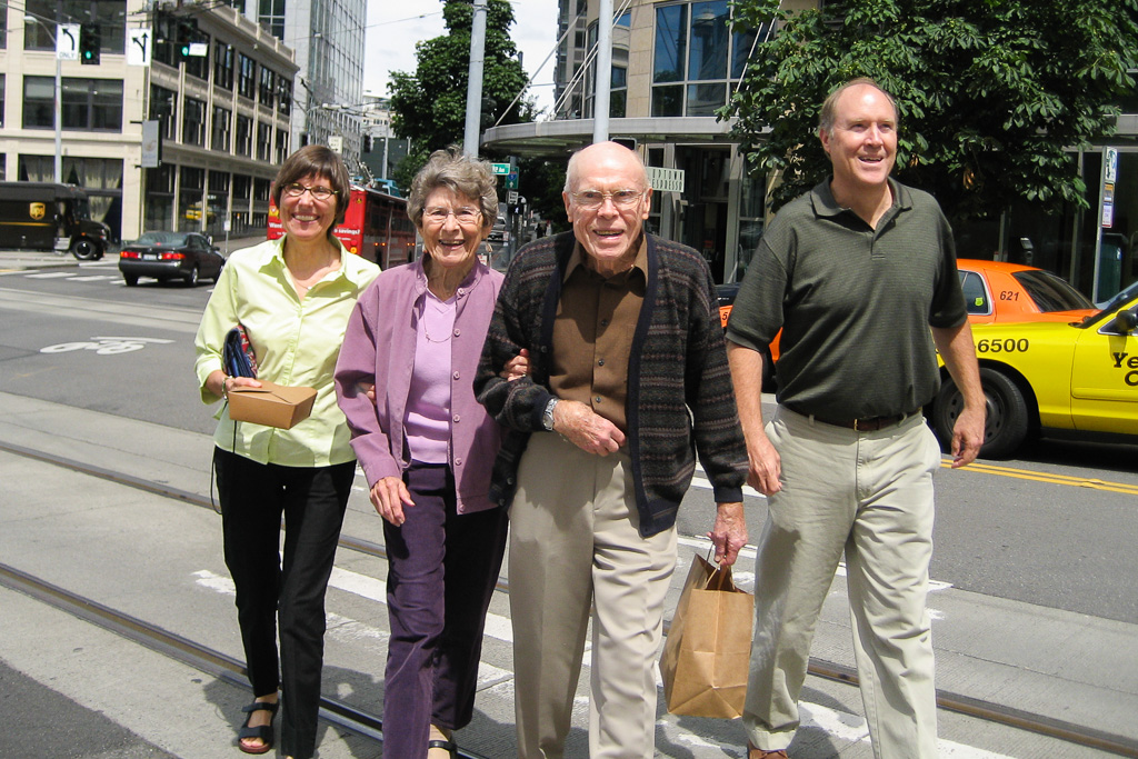 2011 — Mary, Mom, Dad and Pat taking downtown Seattle by storm for Mom's birthday