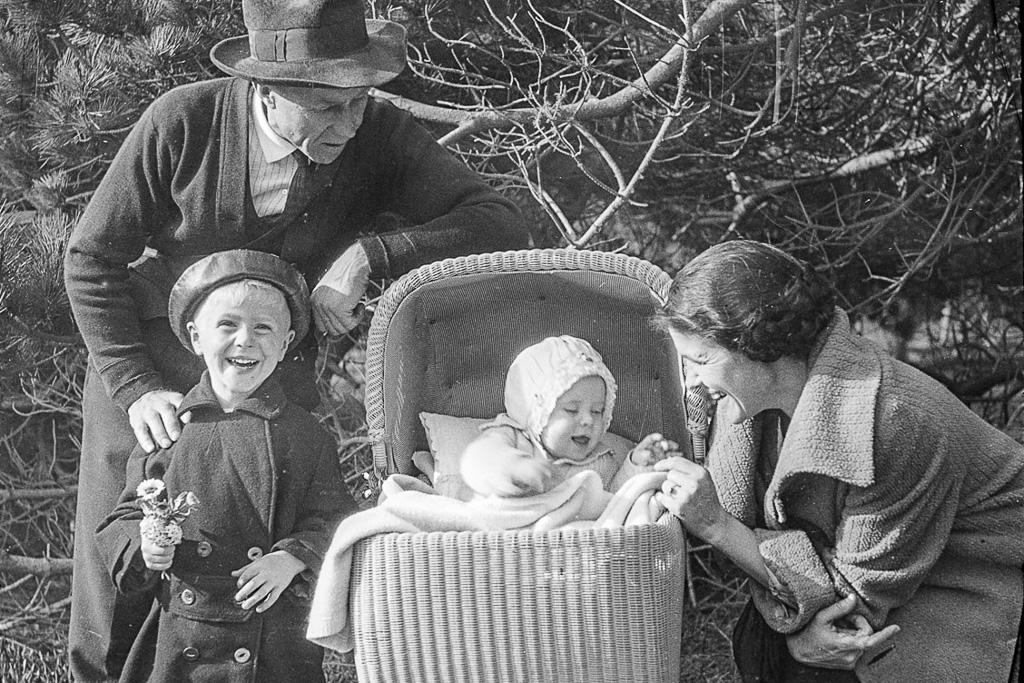 1925 — Dad with his father, Wallace Forest Gamble; brother, Richard (Dick) Gamble; and mother, Mary Closson Gamble